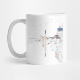 Hallstatt in Austria watercolor and sketch Mug